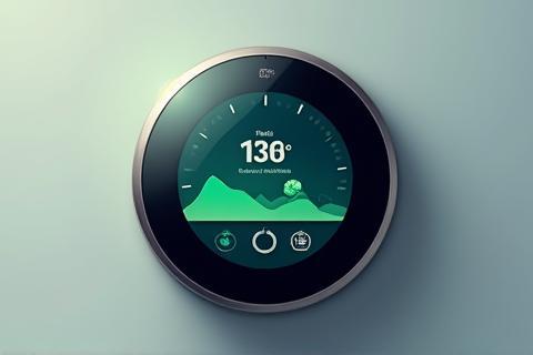 Smart home thermostat displaying energy consumption data.