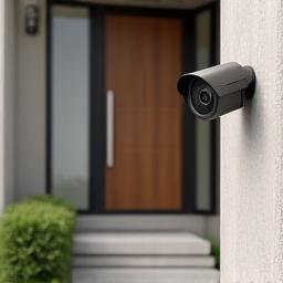 Security camera monitoring a home entrance.
